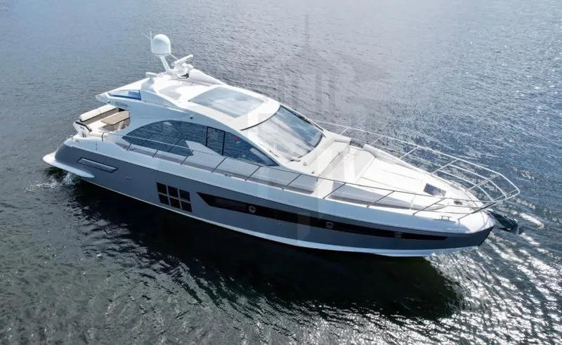 Saint George Yacht Photos Pics 2015 Azimut 55S luxury yacht cruising on open water.