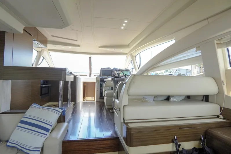  Yacht Photos Pics Luxurious interior of 2015 Azimut 54 Fly yacht with modern design and plush seating.