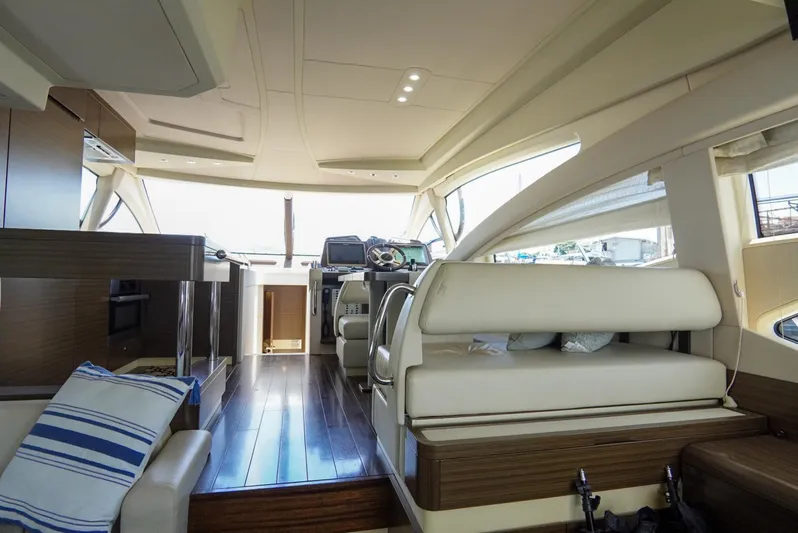  Yacht Photos Pics Luxurious interior of 2015 Azimut 54 Fly yacht with modern design and plush seating.