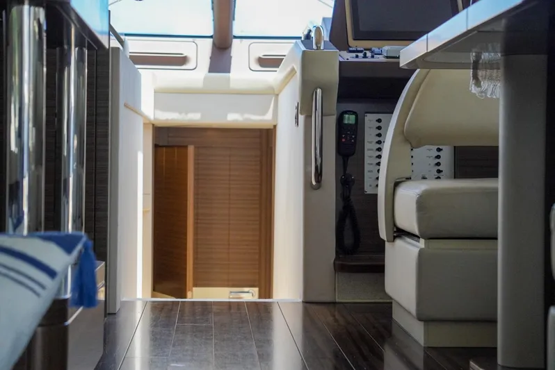  Yacht Photos Pics Interior of 2015 Azimut 54 Fly yacht, featuring sleek design and modern controls.