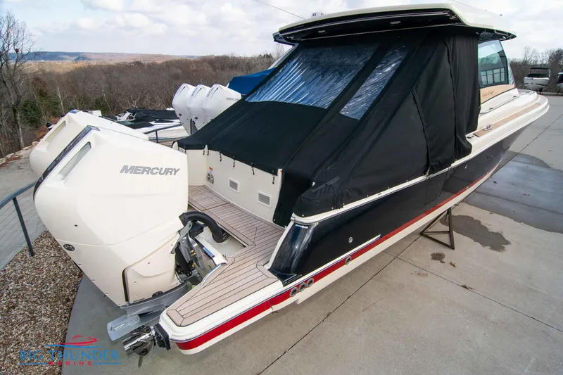  Yacht Photos Pics 2024 Chris-Craft CALYPSO 35 CP boat with Mercury engines, rear view.