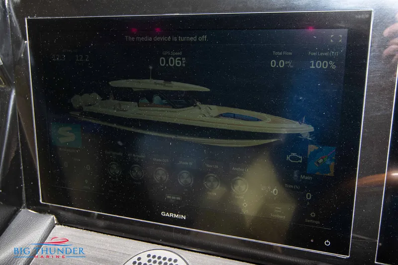  Yacht Photos Pics Garmin display on 2024 Chris-Craft CALYPSO 35 CP boat dashboard.