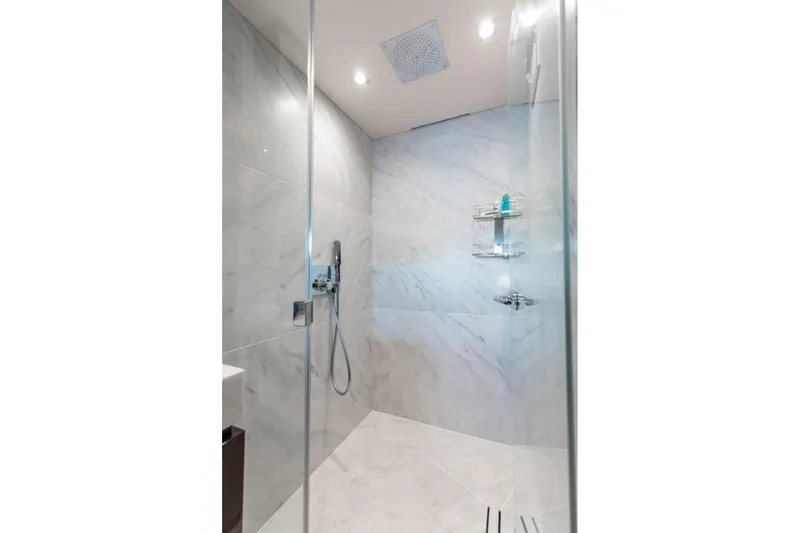 Mirracle Yacht Photos Pics Luxurious marble shower in 2018 Sunseeker 95 Yacht bathroom.