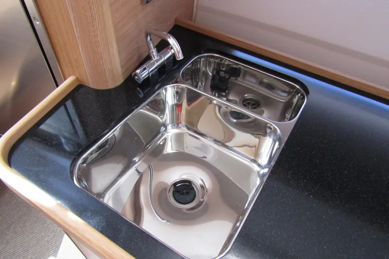  Yacht Photos Pics Stainless steel sink in 2025 Nimbus Commuter 11 boat kitchen.