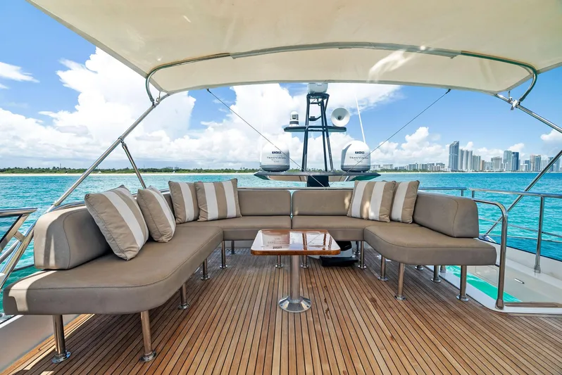 Fantastic Yacht Photos Pics Luxurious 2019 Azimut 77S yacht deck with elegant seating and ocean view.