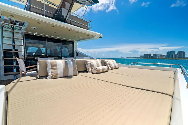 Fantastic Yacht Photos Pics Luxurious 2019 Azimut 77S yacht with sunbathing deck and ocean view.
