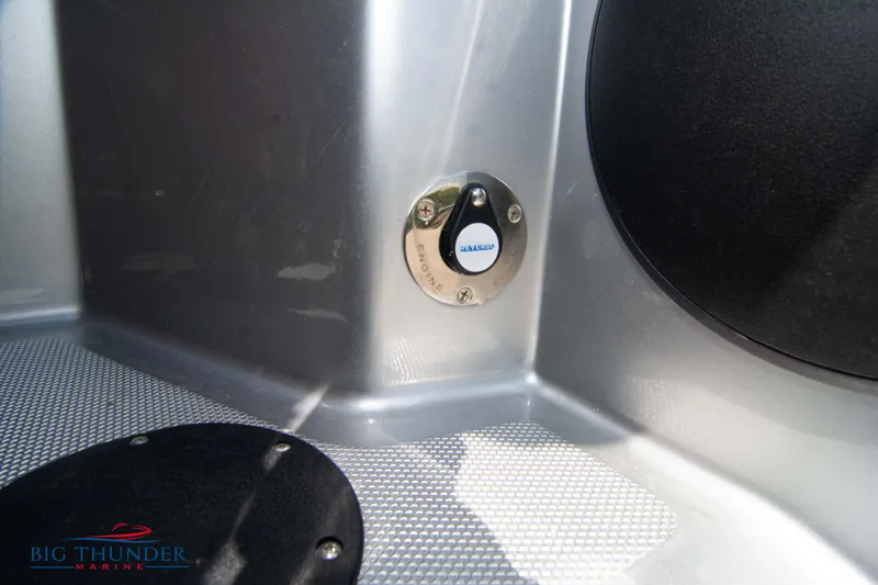  Yacht Photos Pics Close-up of 2024 Fountain 38 SCX boat interior detail with Big Thunder Marine logo.