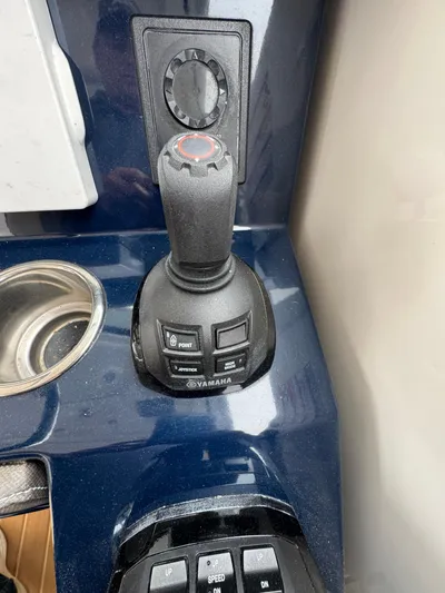  Yacht Photos Pics Joystick control on 2019 Pursuit DC 365 Dual Console boat dashboard.