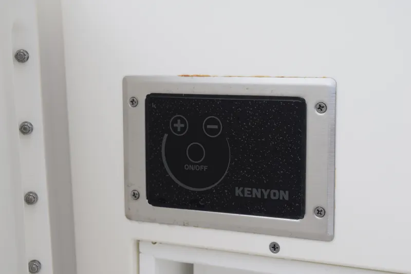  Yacht Photos Pics Control panel on 2022 Pursuit OS 355 Offshore boat, featuring Kenyon interface.