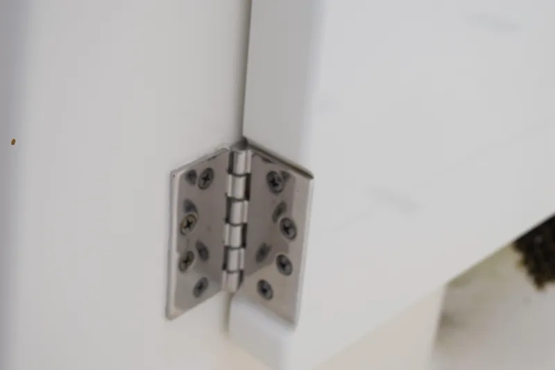  Yacht Photos Pics Stainless steel hinge on 2022 Pursuit OS 355 Offshore boat.