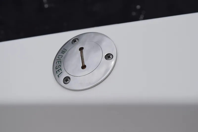  Yacht Photos Pics Diesel fuel cap on 2022 Pursuit OS 355 Offshore boat.