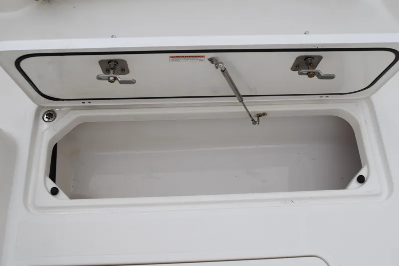  Yacht Photos Pics Open storage compartment on 2022 Pursuit OS 355 Offshore boat.