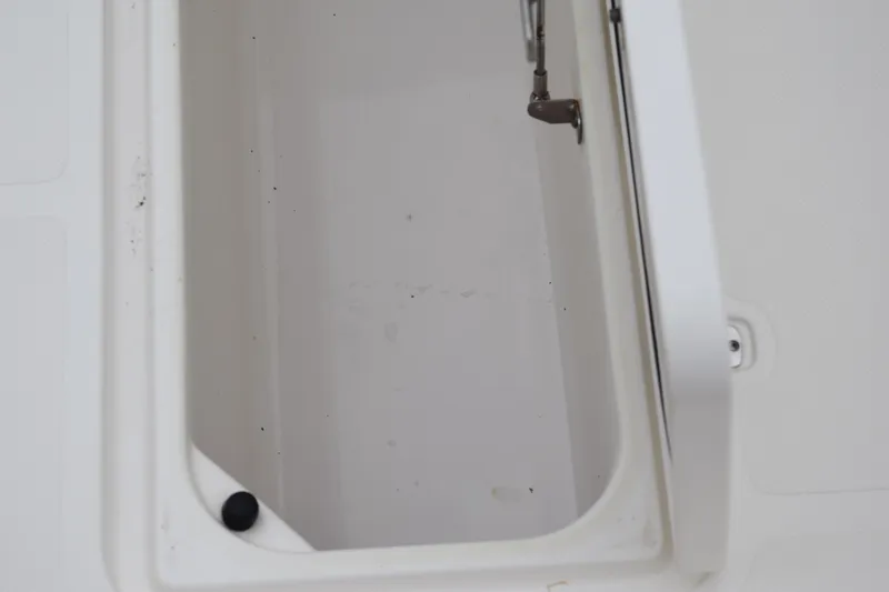  Yacht Photos Pics Open storage compartment on 2022 Pursuit OS 355 Offshore boat.