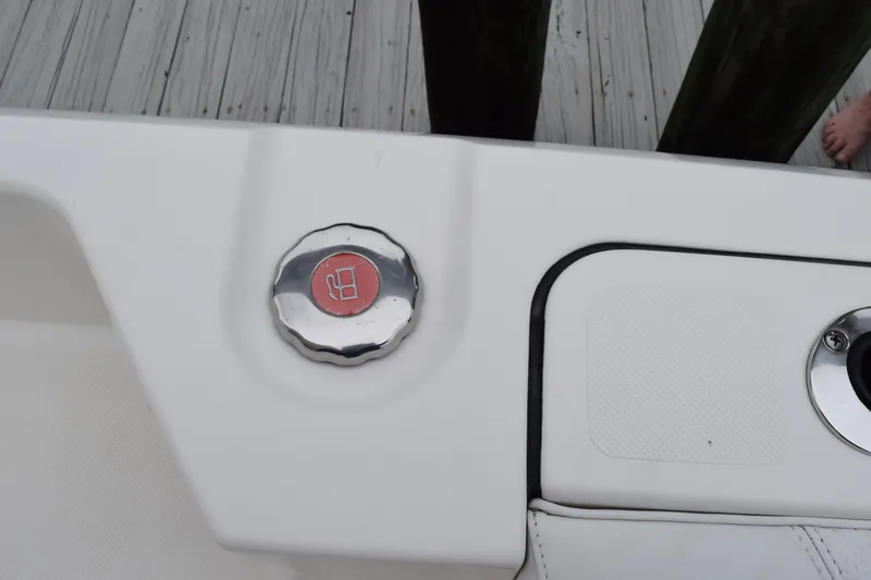  Yacht Photos Pics Fuel cap on 2022 Pursuit OS 355 Offshore boat deck.