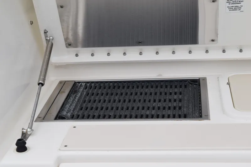  Yacht Photos Pics Built-in grill on 2022 Pursuit OS 355 Offshore boat deck.