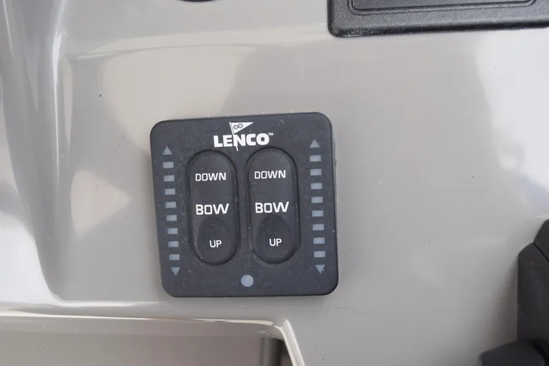  Yacht Photos Pics Lenco trim tab control on 2022 Pursuit OS 355 Offshore boat dashboard.