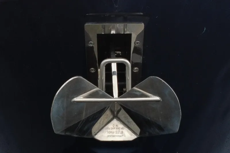  Yacht Photos Pics Stainless steel anchor on 2022 Pursuit OS 355 Offshore boat.