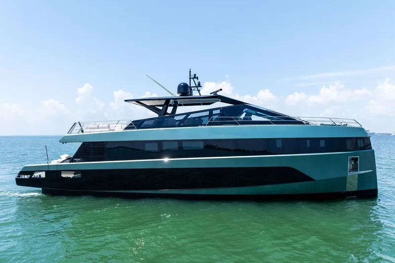 Matzu II Yacht Photos Pics Luxury yacht Wally WHY 150, 2023 model, cruising on clear blue waters.