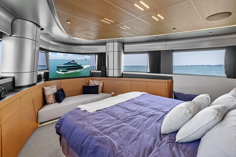 Matzu II Yacht Photos Pics Luxurious interior of 2023 Wally WHY 150 yacht with ocean view and modern design.
