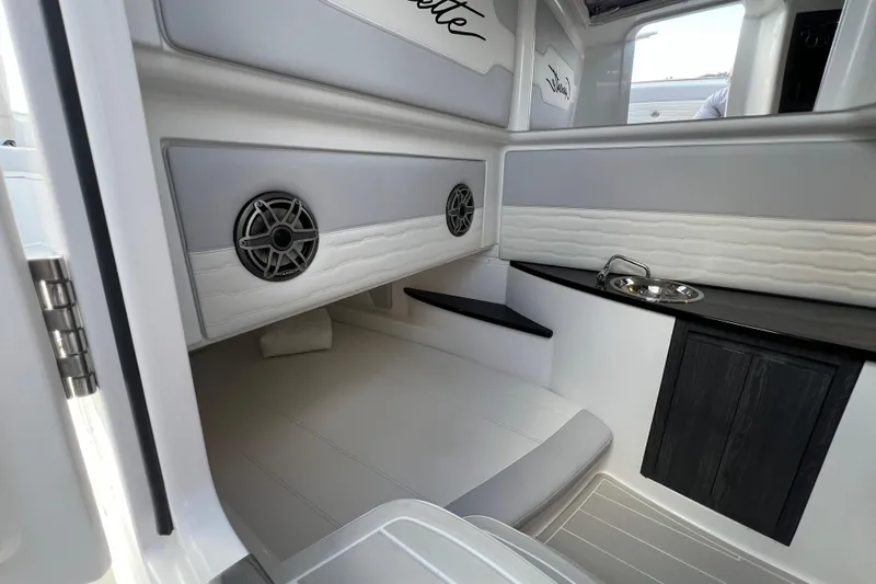  Yacht Photos Pics Interior of 2025 Cigarette 41 Nighthawk boat with sleek design and modern amenities.