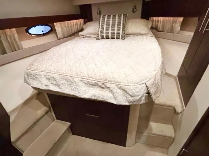B Seaductive Yacht Photos Pics Luxurious bedroom interior of 2014 Regal 42 Sport Coupe yacht with cozy bedding.