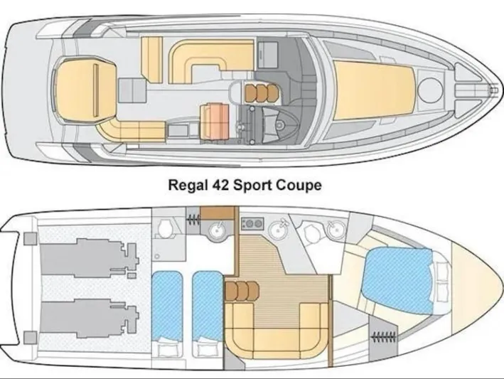 B Seaductive Yacht Photos Pics 2014 Regal 42 Sport Coupe yacht floor plan, showcasing interior layout and design.