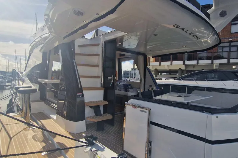 Alouise Yacht Photos Pics 2022 Galeon 460 Fly yacht with modern deck and luxurious interior.