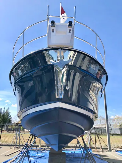  Yacht Photos Pics 2020 Ranger Tugs R-29 boat on dry dock, front view.