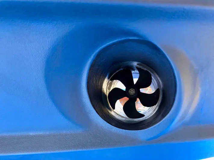  Yacht Photos Pics Close-up of a 2020 Ranger Tugs R-29 boat propeller.