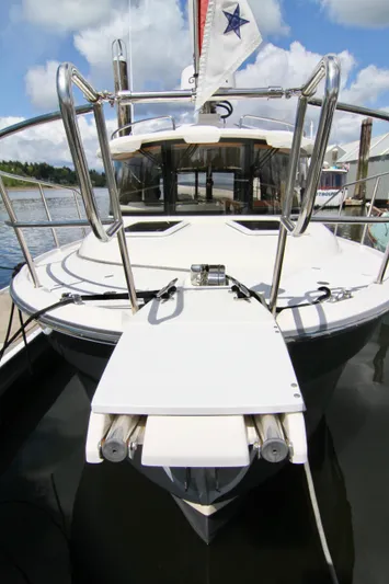  Yacht Photos Pics 2020 Ranger Tugs R-29 boat docked, front view with boarding platform.