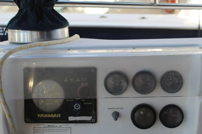 Coyote Yacht Photos Pics Control panel of a 2004 Beneteau Oceanis Clipper 423 sailboat with Yanmar engine gauges.