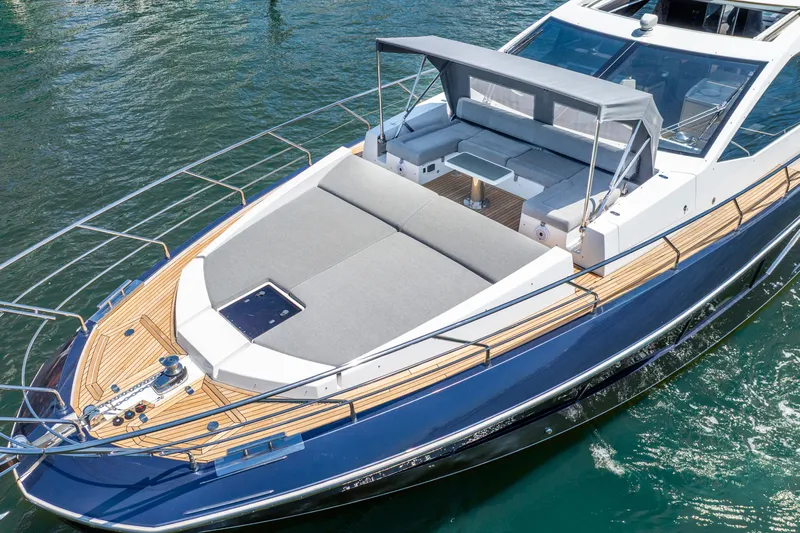  Yacht Photos Pics 2019 Azimut S7 yacht with sleek design and spacious deck on water.