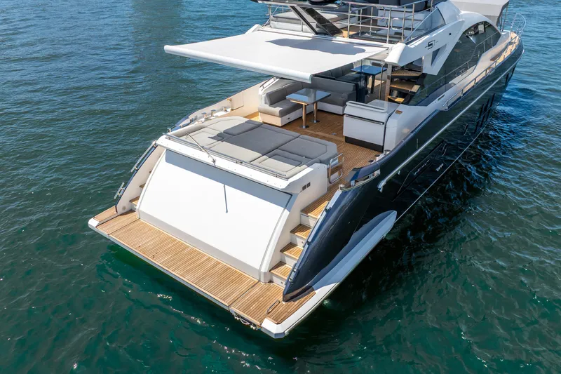  Yacht Photos Pics 2019 Azimut S7 yacht with spacious deck and modern design on the water.