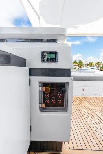  Yacht Photos Pics Control panel on 2019 Azimut S7 yacht deck, featuring modern design and ocean view.
