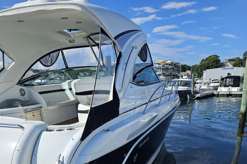 Sea Wolf Yacht Photos Pics 2010 Formula 34 Performance Cruiser docked at marina under clear blue sky.