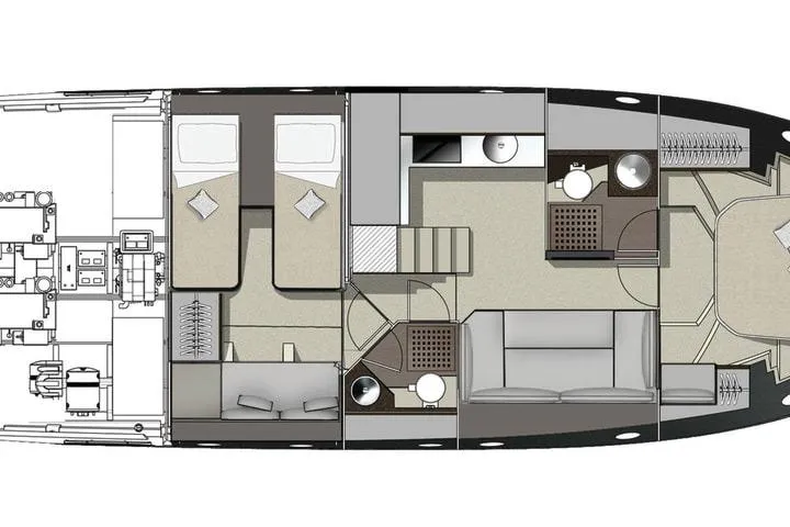She's Royal Yacht Photos Pics Floor plan of 2014 Cranchi M 44 HT yacht, featuring bedrooms, bathrooms, and living area.