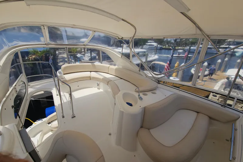 Yacht Photos Pics 2013 Meridian 391 Sedan yacht interior with spacious seating and panoramic windows.