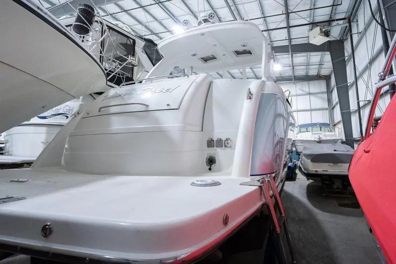 This Is Dope Yacht Photos Pics 2005 Formula 40 Cruiser yacht in storage, rear view, indoor facility.