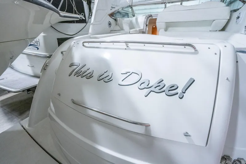 This Is Dope Yacht Photos Pics 2005 Formula 40 Cruiser yacht with "This is Dope!" text on the stern.