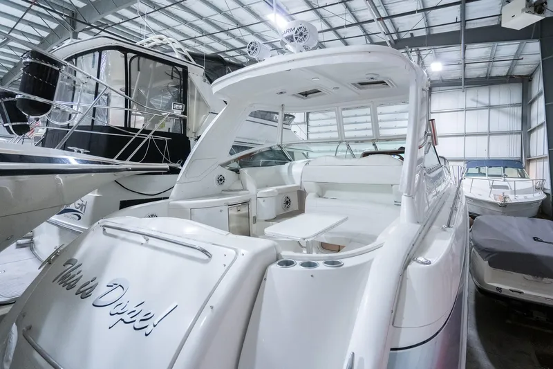 This Is Dope Yacht Photos Pics 2005 Formula 40 Cruiser yacht in a spacious indoor marina setting.