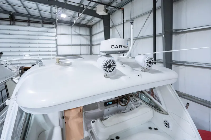 This Is Dope Yacht Photos Pics 2005 Formula 40 Cruiser yacht with Garmin radar in a storage facility.