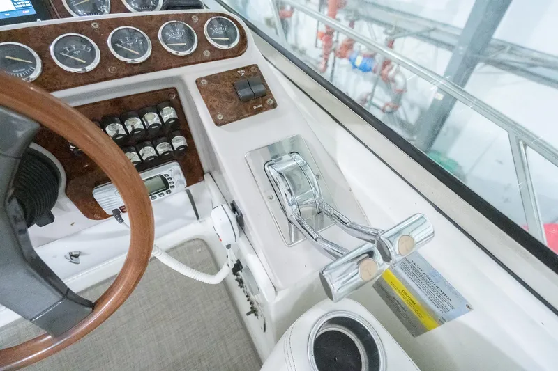 This Is Dope Yacht Photos Pics Control panel of a 2005 Formula 40 Cruiser boat with gauges and throttle levers.
