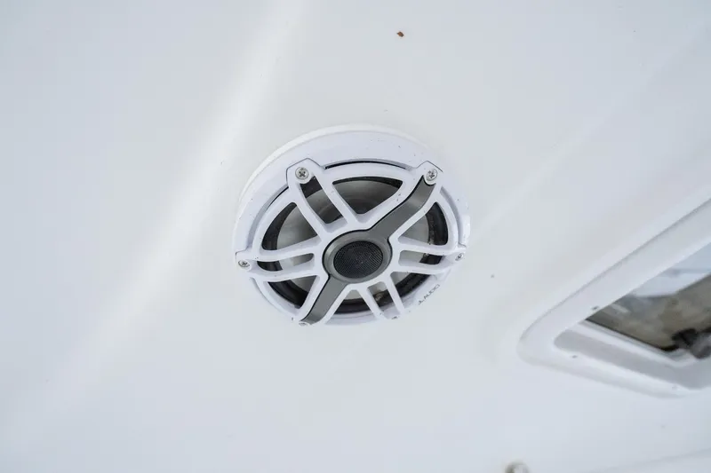 This Is Dope Yacht Photos Pics White speaker on 2005 Formula 40 Cruiser boat ceiling.