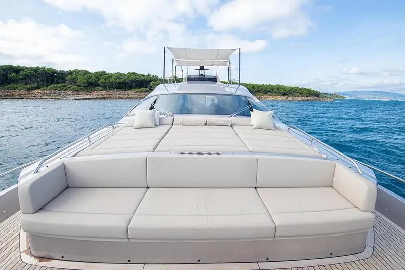 Yacht Photos Pics Luxurious 2021 Pershing 9X yacht with spacious deck and scenic ocean view.