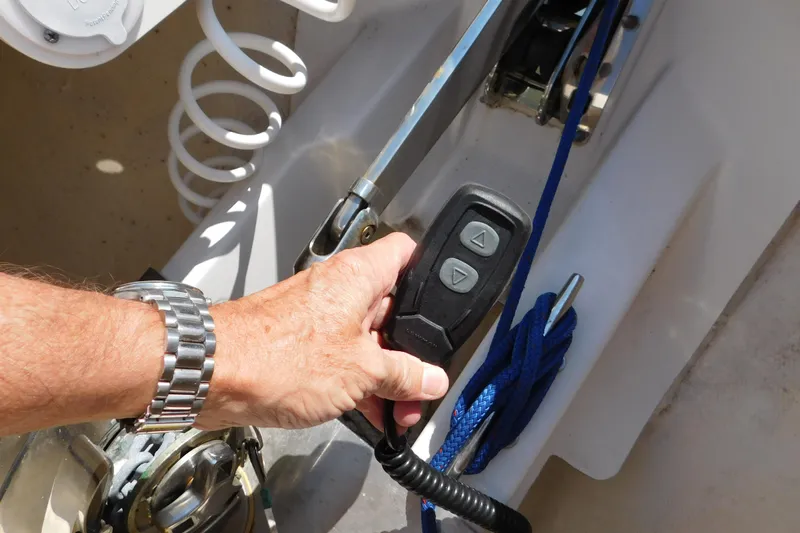  Yacht Photos Pics Hand operating controls on 2024 Pursuit DC 326 Dual Console boat.