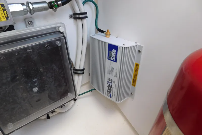  Yacht Photos Pics Electrical components inside a 2024 Pursuit DC 326 Dual Console boat.