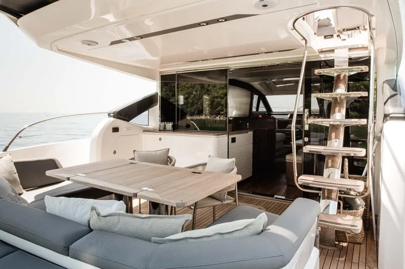  Yacht Photos Pics Luxurious 2018 Princess S65 yacht interior with elegant seating and modern design.