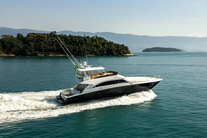 Mare Blu Yacht Photos Pics 2008 Pro Boat Yachts Power Cat 80 cruising on serene blue waters.