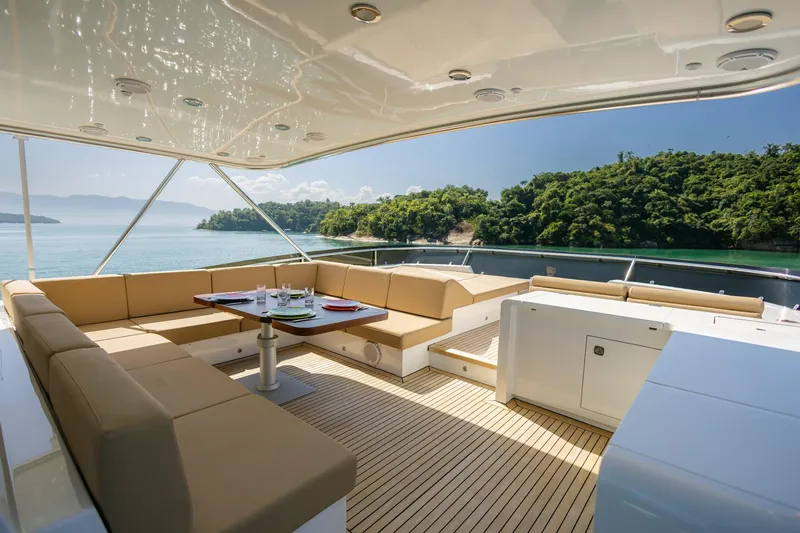 Mare Blu Yacht Photos Pics Luxurious 2008 Pro Boat Yachts Power Cat 80 with spacious deck and scenic ocean view.