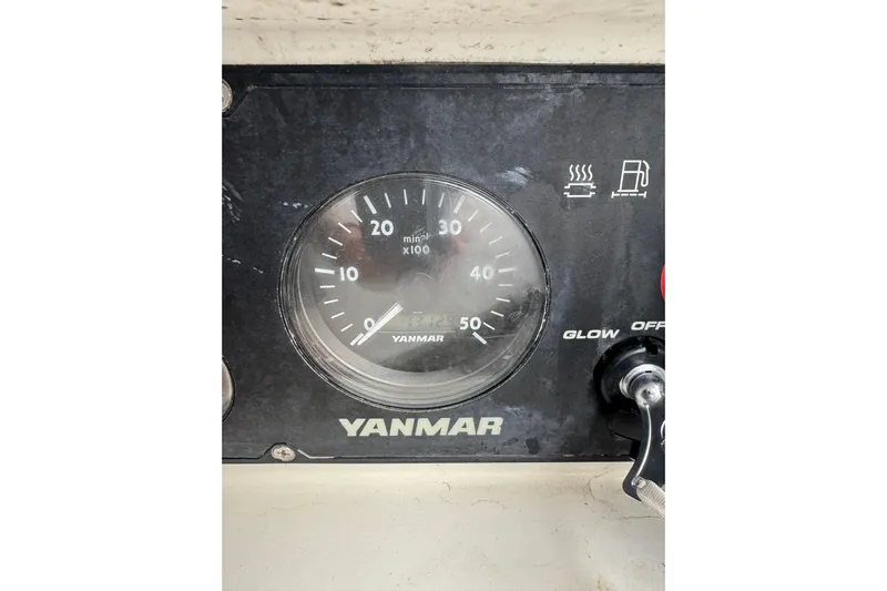 Lumiere Yacht Photos Pics Yanmar engine control panel on a 2007 Beneteau 49 sailboat.